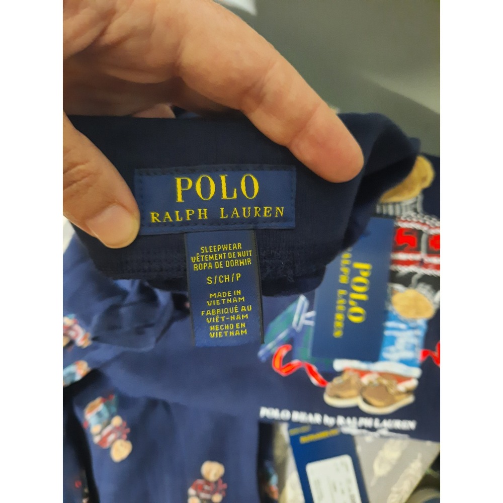 Polo Ralph Lauren Mens Polo Bear Pajama Set Navy Blue Holiday Sleepwear NEW Med - Picture 5 of 7